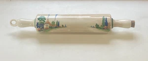Vintage Hareker Keramik Nudelholz mit einem Landhaus Szene Muster - Bild 1 von 11