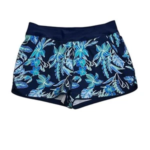 Lands End Quick Dry 3” Board Swim Short Size 10 Navy Hibiscus - Picture 1 of 11