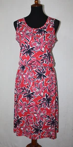 Abito midi tubino floreale tropicale rosso nero Lularoe taglia M nuovo senza etichette elastico in vita - Foto 1 di 6