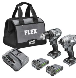Flex FXM205-2A 24V Compact Drill Driver and Compact Impact Driver 4-Combo KitNEW - Picture 1 of 1