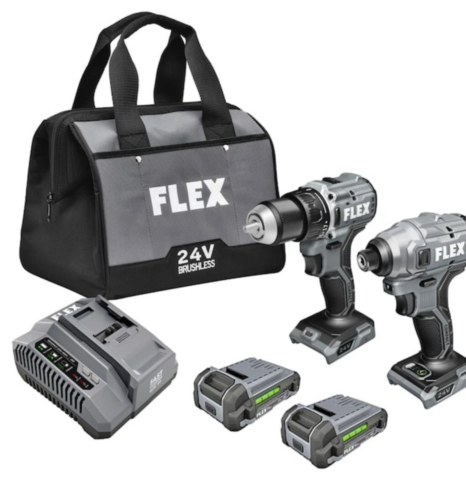 Flex FXM205-2A 24V Compact Drill Driver and Compact Impact Driver 4-Combo KitNEW - Image 1 of 1