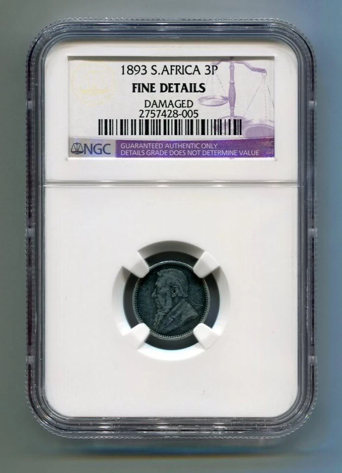 South Africa Zar Ngc Certified 1893 Kruger 3 Pence Coin - Image 1 of 2