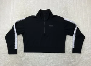 Chaqueta Pullover DKNY Sport Mujer Talla M Negra Blanca Logo Recortada 1/4 Cremallera - Imagen 1 de 9