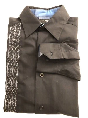 Para Hombres Nuevo CRAZY HORSE Negro Informal/Camisa de Vestir Puño en Contraste M Foto 1 de 4