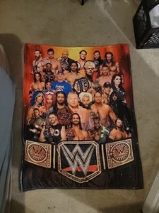 WWE Wrestling Throw Blanket Fleece 49x 38" -the Rock, Roman Reigns, Cena, Brock - Picture 1 of 1