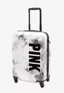 Victoria’s Secret PINK Hardcase Luggage Gray Marble Logo Suitcase Spinner NEW - Picture 1 of 11