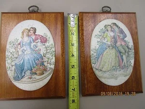 Amanti e giardini vittoriani dipinti effetto antico immagini su lastre di legno duro - Foto 1 di 5