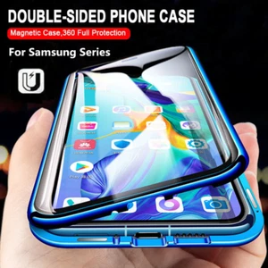 Double Sided Glass Magnetic Metal Case For Samsung Galaxy S24 Ultra S23 S22 A55 - Picture 1 of 26