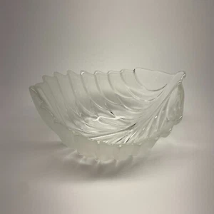 VINTAGE MIKASA ORIGINAL Walther Glass FROSTED CRYSTAL leaf bowl Germany Rare HTF - Picture 1 of 6