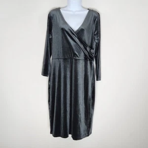 Ann Taylor Faux Wrap Dress Knee Length 3/4 Sleeve V-Neck Size L New With Tags - Picture 1 of 13