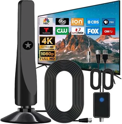 4K Rewave Antena, TV Antenna, Suction Cup TV Antenna Plug Play 3m Cable 2025 USA - Image 1 of 4