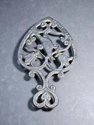 Remache en forma de corazón con pájaro 8" de largo excelente Foto 1 de 3