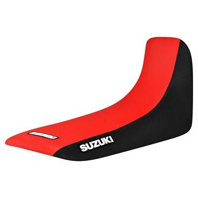 Cubierta de asiento con agarre para Suzuki DR 650 S 1992-1995 NEGRO/ROJO LOGOTIPO ESTÁNDAR #444 Foto 1 de 4