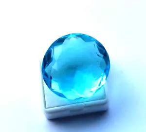 Certified Gemstone 90.45 Ct Round cut Blue Tourmaline Natural Loose Gemstone - Picture 1 of 6