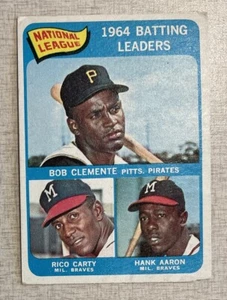 1965 Topps #2 Bob Clemente/Rico Carty/Hank Aaron NL Batting Leaders 1932 MLB - Picture 1 of 6