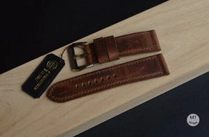 24 mm Cinturino artigianale Pam Crazy Horse pull-up Vintage Leather Strap Band - Foto 1 di 15