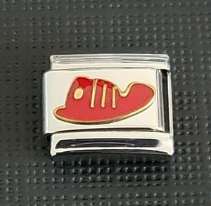 ROTER FEUERWEHRMANN HUT HELMUT italienische Uberry Emaille Charm Glied Edelstahl 9mm - Bild 1 von 3