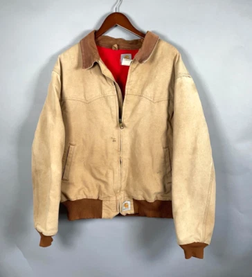 Chaqueta Carhartt Santa Fe de Lona Forrada de Vellón Adulto 2XL Marrón J13 BRN Western Años 90 Foto 1 de 4