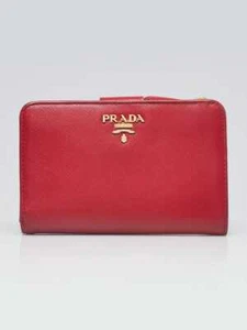 Prada Red Saffiano Leather Small Compact Wallet - Picture 1 of 9