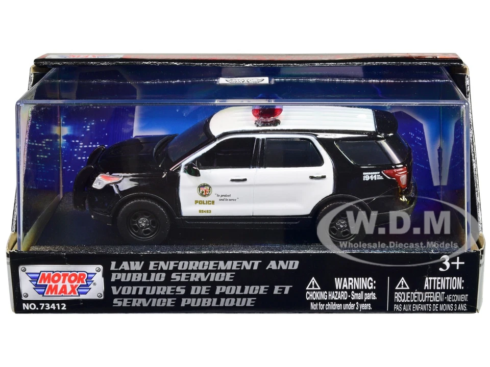 2015 FORD POLICE INTERCEPTOR UTILITY BLACK & WHITE "LAPD" 1/43 BY MOTORMAX 79493 - Image 1 of 1