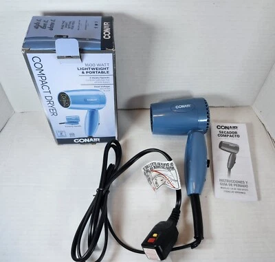 Secador de pelo de viaje Conair con doble voltaje, mango plegable compacto de 1600 W  Foto 1 de 4