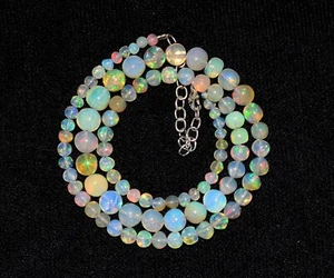 Solid925 Collana Argento 16 " Naturale Etiope Opale Gemma Rotondo Palline - Foto 1 di 5