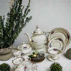 KPM KRISTER Porcelain Coffee Pot and Dessert Set Made in Poland Vintage 1940's - Picture 1 of 11