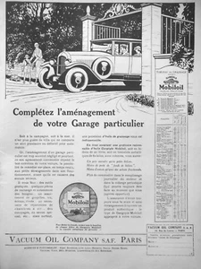 PUBLICITÉ PRESSE 1925 EXTRAIT TABLEAU DE GRAISSAGE MOBILOIL VACUUM OIL COMPAGNE - Picture 1 of 1