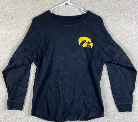 Iowa Hawkeyes XS Black T Shirt NCAA Adult Size XS Black Long Sleeve Shirt Cover