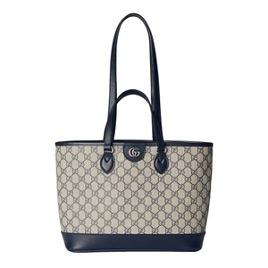GUCCI Ophidia Medium Beige And Blue GG Canvas Tote Bag New And Authentic - Picture 1 of 5