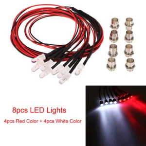 8pcs LED Lights Red&White Color For Traxxas Tamiya HSP SCX10 D90 1/8 1/10 RC Car - Picture 1 of 8