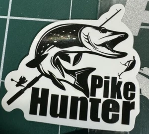 PIKE FISHING Large BOX STICKER, PIKE HUNTER DECAL LARGE. - Picture 1 of 1