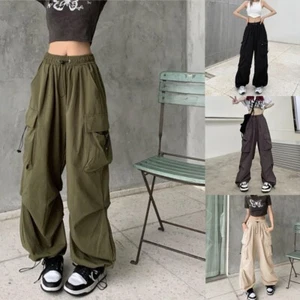 Y2k Streetwear Cargo Pants Women Casual Vintage Baggy Wide Trousers Big Pockets - Picture 1 of 19