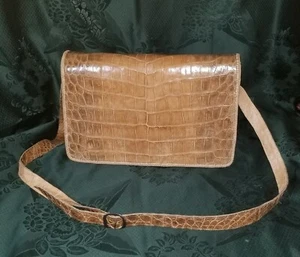 KROKODIL BEDRUCKTE LEDER SCHULTERTASCHE HANDARBEIT RECHNUNG 80er Jahre - Bild 1 von 13