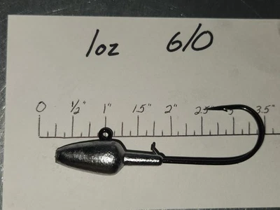 TCI JIGS 15 1oz Bullet Head Jigs on HD Mustad 32786 5/0 6/0 or 7/0 BLN Hooks