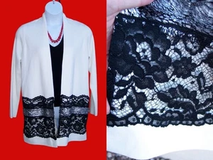 Chico's NUEVO $149 Negro Encaje Drama Cárdigan Suéter Talla 2 M L Fiesta de Navidad Topper - Imagen 1 de 19