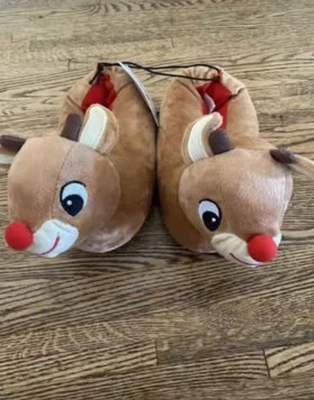 Zapatillas de felpa Rudolph el reno nariz roja para niños, talla 4 jóvenes/niños pequeños Foto 1 de 2