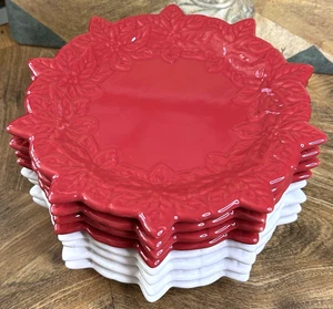 Weihnachtsstern & Schneeflocke 8er Set Vorspeise Dessertteller 7,5" Temptations Tara - Bild 1 von 17