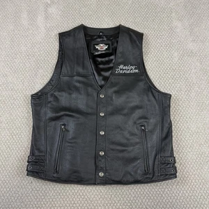 Vintage Harley Davidson Weste Herren XL Leder schwarz Motorrad bestickt 2005 - Bild 1 von 10