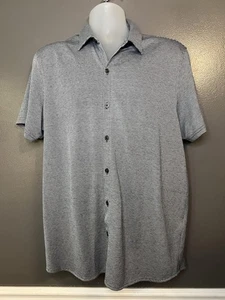 Zachary Prell Shirt Mens Extra Large Gray Short Sleeve Button Knit Textured - Picture 1 of 7