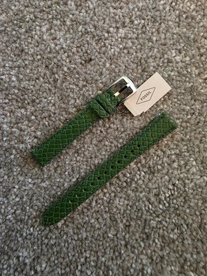 Ремешок для часов Fossil зеленый кожаный 14 мм - S141236 - для любого чехла с зажимами 14 мм - Изображение 1 из 4
