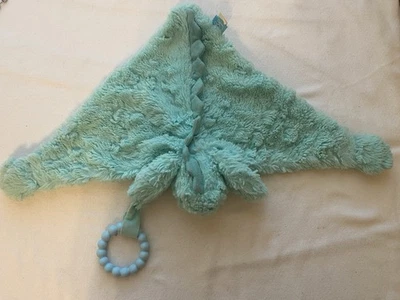 Manta de seguridad de dinosaurios Manhattan Toy Company Lovey felpa verde azulado rizado piel sintética Foto 1 de 4