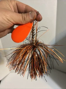 8” Orange/Black Musky Spin Lure Treble Hook - Picture 1 of 4