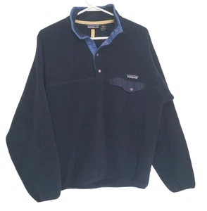 Vintage 90s Patagonia Sweatshirt Blue Fleece Snap T Pocket USA Made Size M - Foto 1 di 8