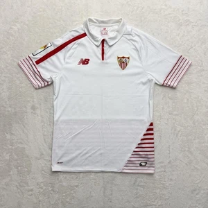 Camiseta de fútbol New Balance Sevilla FC para hombre pequeña blanca roja parche LFP La Liga - Imagen 1 de 18