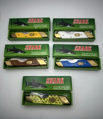 5x Vintage 1980 ELK HORN by Taylor Cutlery Japan - "Shark" Pocket Knife - Image 1 of 4