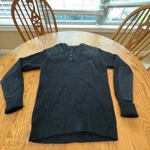 LL BEAN Henley Commando Pullover schwarz gerippt Wolle Herren L gebraucht, in einwandfreiem Zustand taktisch - Bild 1 von 6
