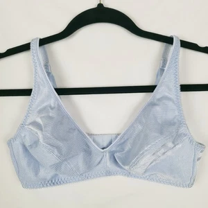 Vintage Vassarette gestreifter Softschalen-BH ohne Bügel 38B Bralette ungefüttert blau 70 177 - Bild 1 von 11