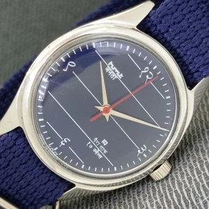 VINTAGE HMT JANATA HAND-WINDING INDIAN MENS BLUE COLOR DIAL WATCH a1436-U - Picture 1 of 9