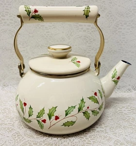 Lenox Vintage Holiday Tea Kettle Made in Japan Enamel Finish - Picture 1 of 7